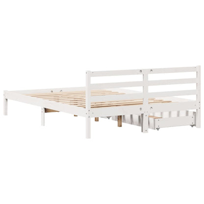 Bedframe zonder matras massief grenenhout wit 140x200 cm