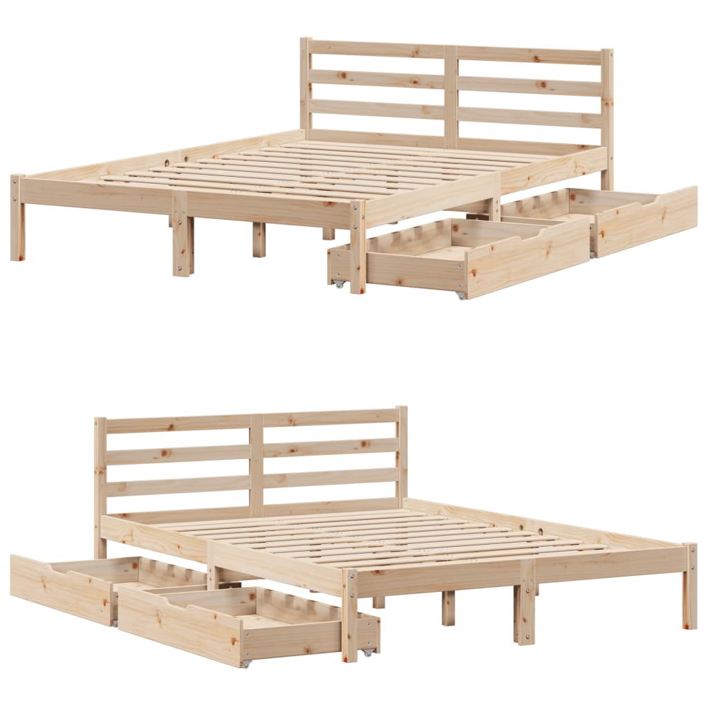 Bedframe zonder matras massief grenenhout 150x200 cm