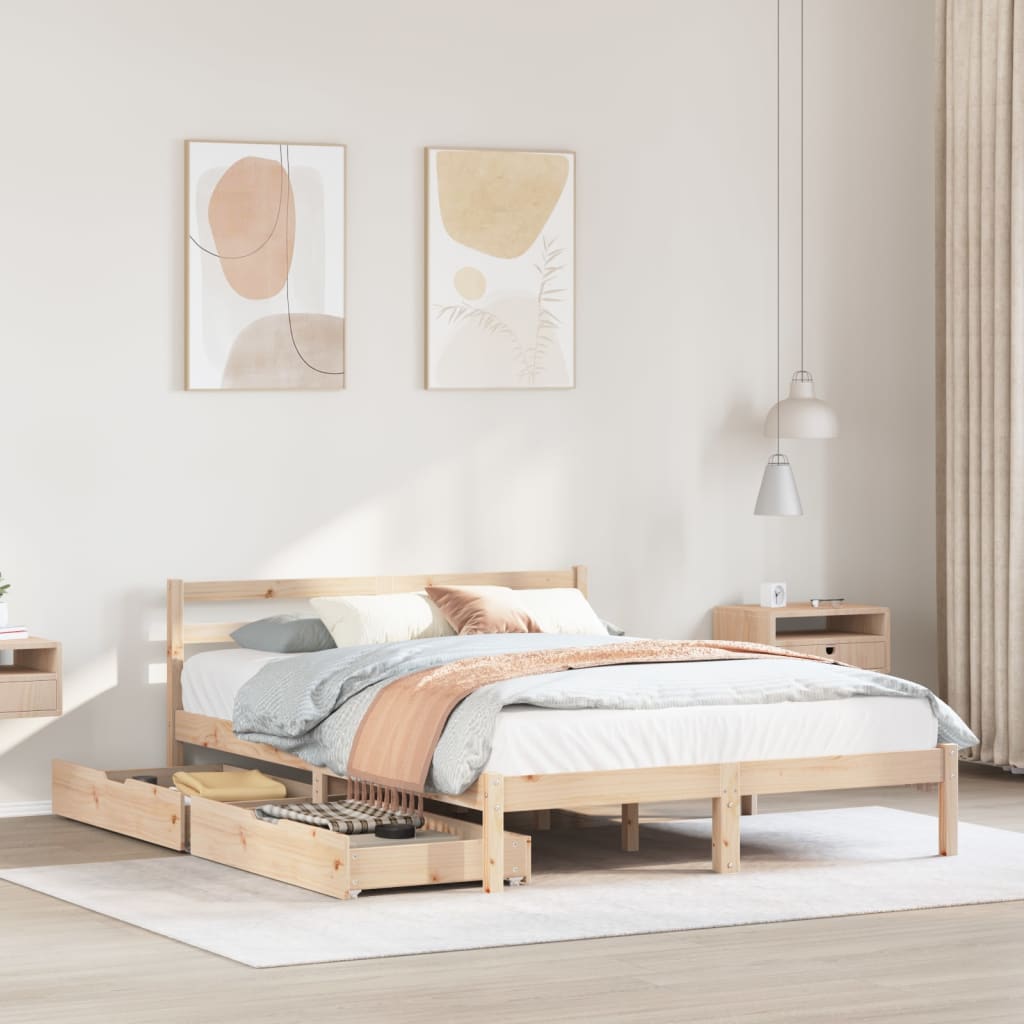 Bedframe zonder matras massief grenenhout 150x200 cm