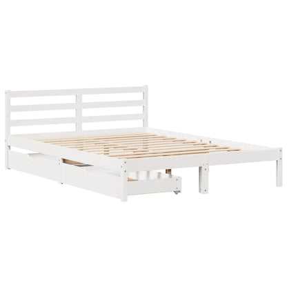 Bedframe zonder matras massief grenenhout wit 150x200 cm