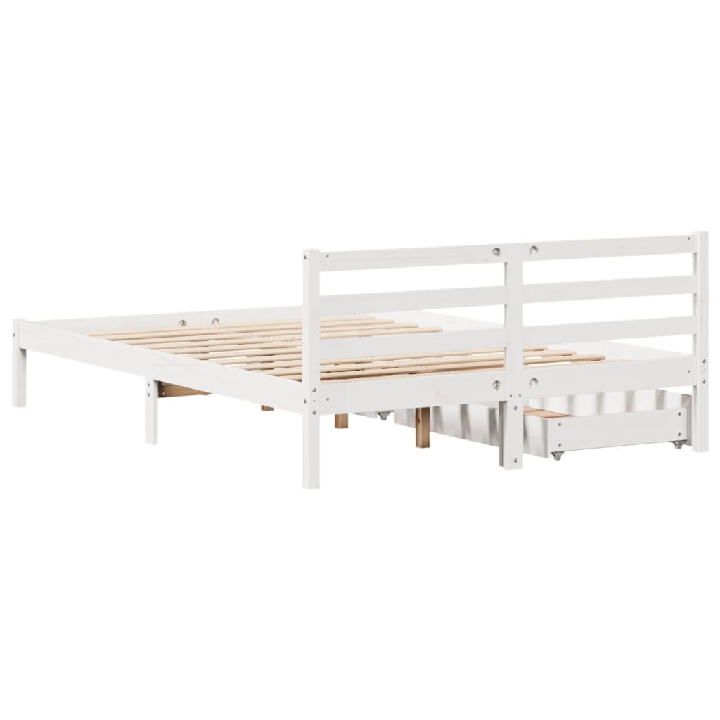 Bedframe zonder matras massief grenenhout wit 150x200 cm