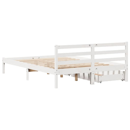 Bedframe zonder matras massief grenenhout wit 150x200 cm