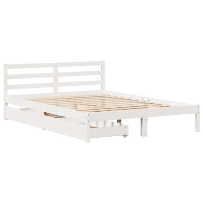 Bedframe zonder matras massief grenenhout wit 160x200 cm