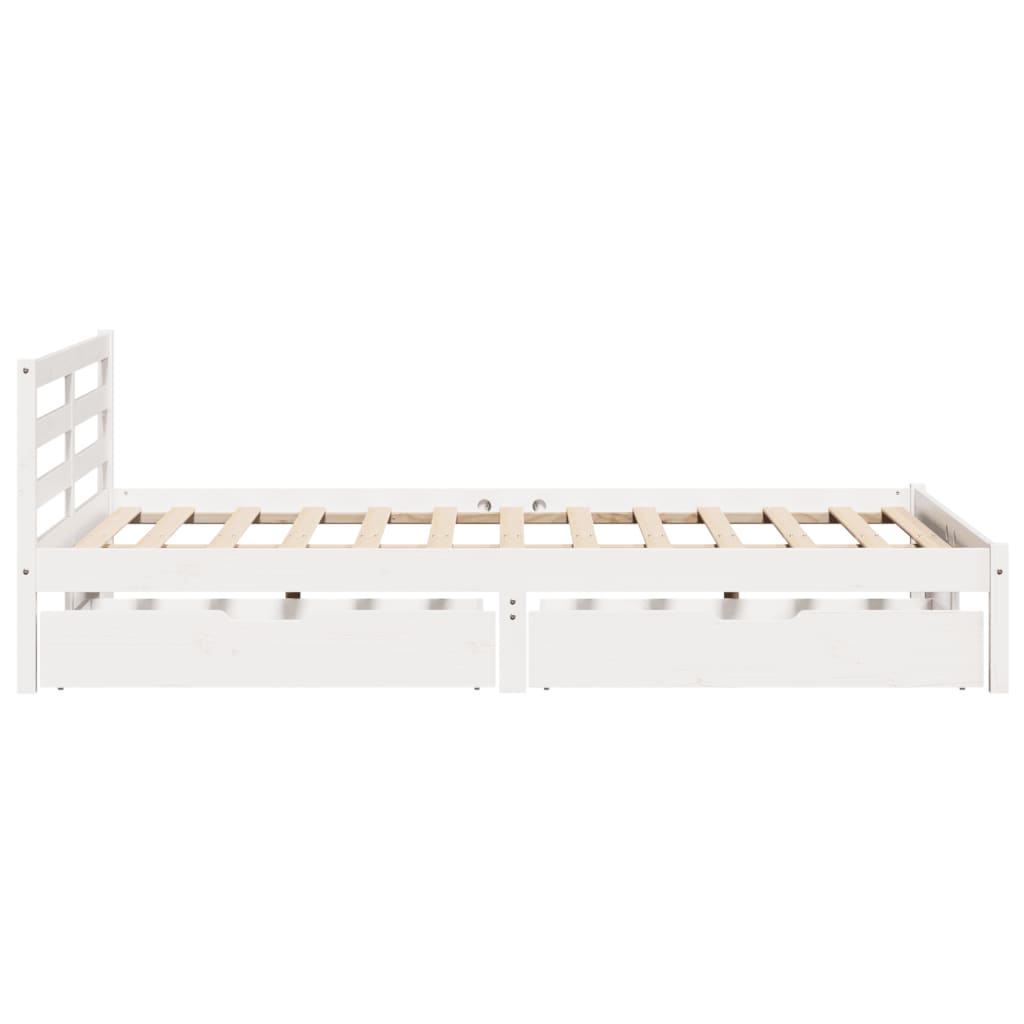 Bedframe zonder matras massief grenenhout wit 160x200 cm