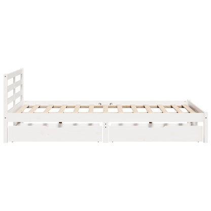 Bedframe zonder matras massief grenenhout wit 160x200 cm