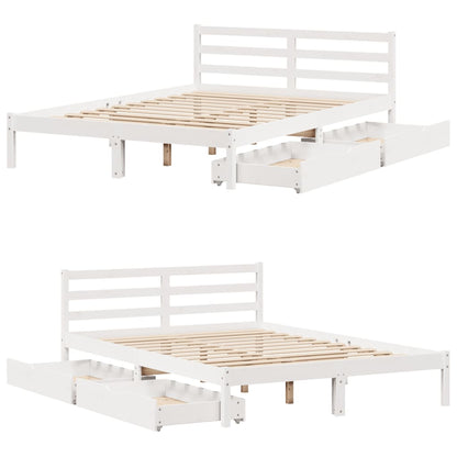 Bedframe zonder matras massief grenenhout wit 160x200 cm