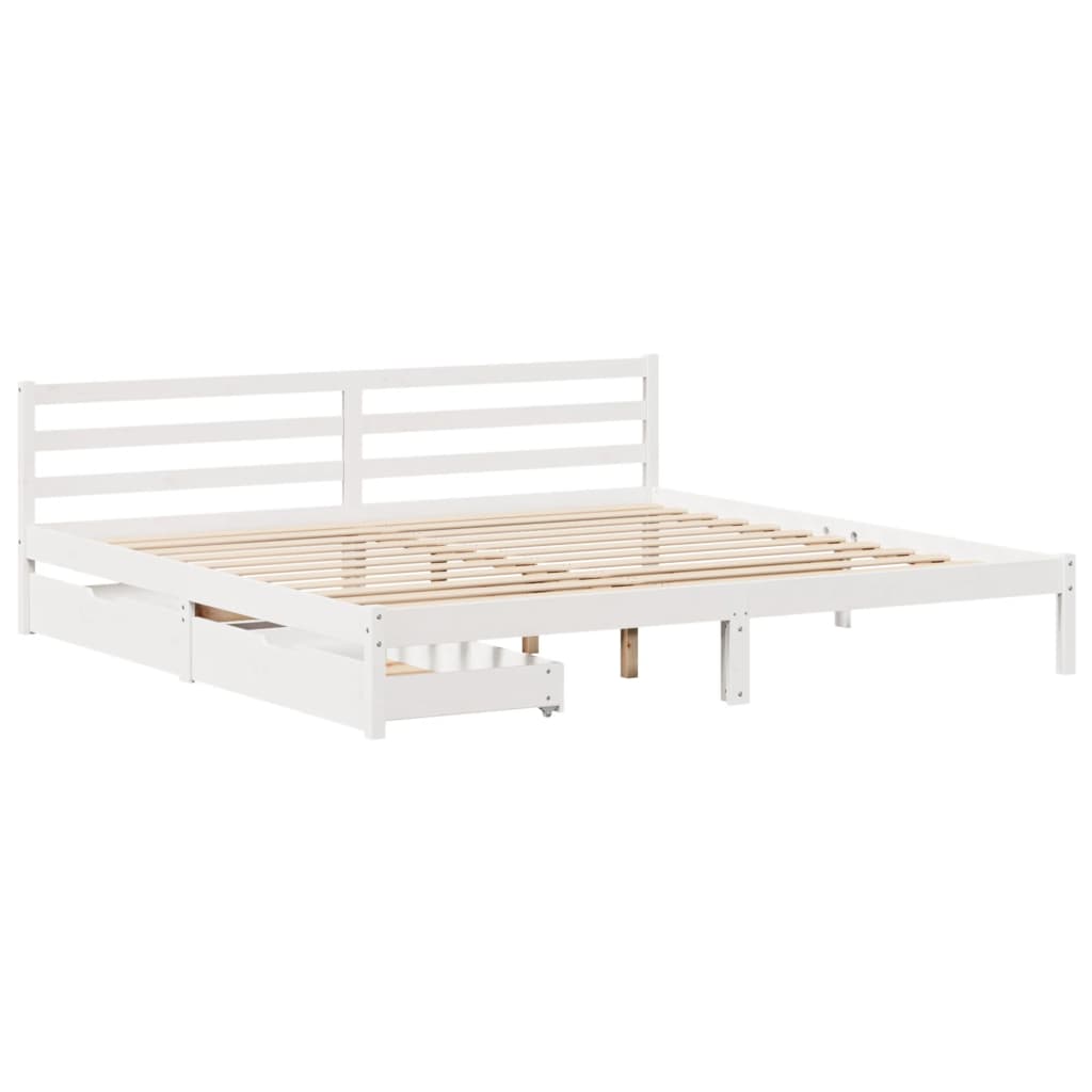 Bedframe zonder matras massief grenenhout wit 180x200 cm
