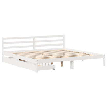 Bedframe zonder matras massief grenenhout wit 180x200 cm