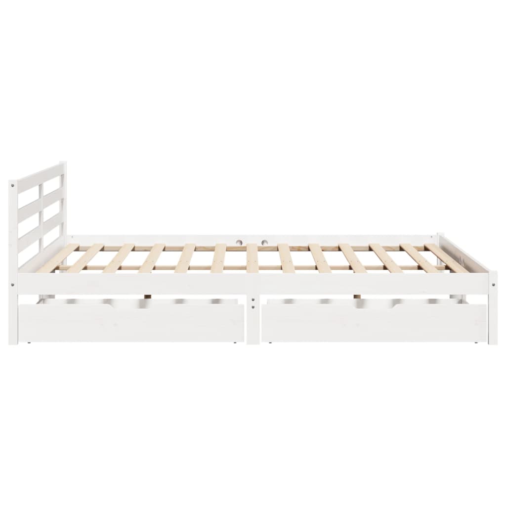 Bedframe zonder matras massief grenenhout wit 180x200 cm