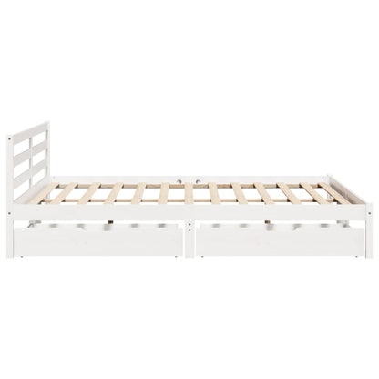 Bedframe zonder matras massief grenenhout wit 180x200 cm