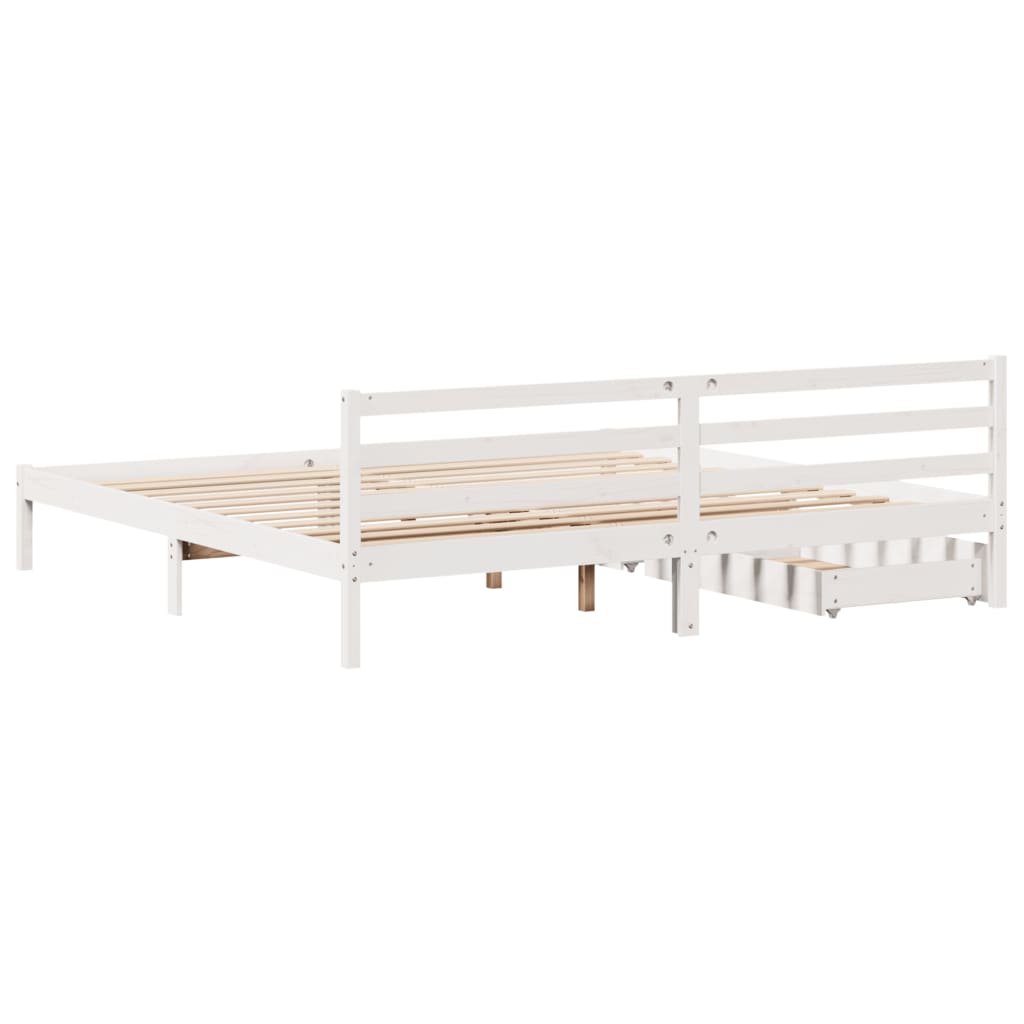 Bedframe zonder matras massief grenenhout wit 180x200 cm