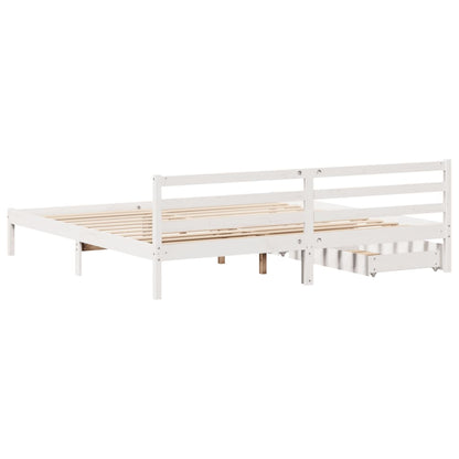 Bedframe zonder matras massief grenenhout wit 180x200 cm