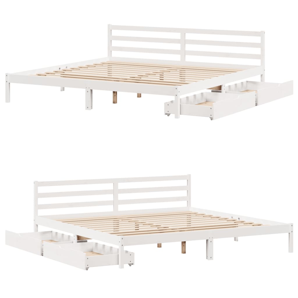 Bedframe zonder matras massief grenenhout wit 180x200 cm