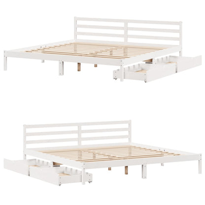 Bedframe zonder matras massief grenenhout wit 180x200 cm