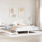 Bedframe massief grenenhout wit 180x200 cm met lades