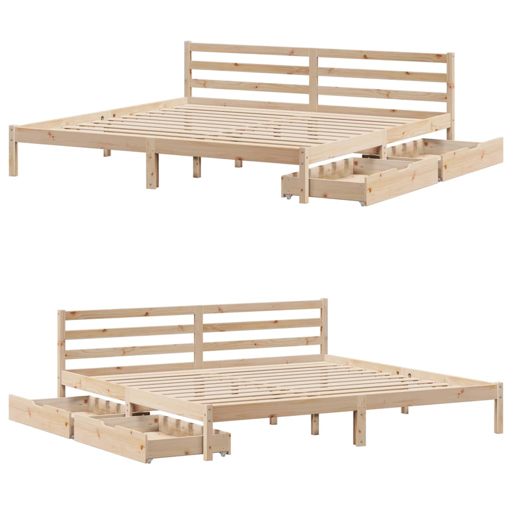Bedframe zonder matras massief grenenhout 200x200 cm