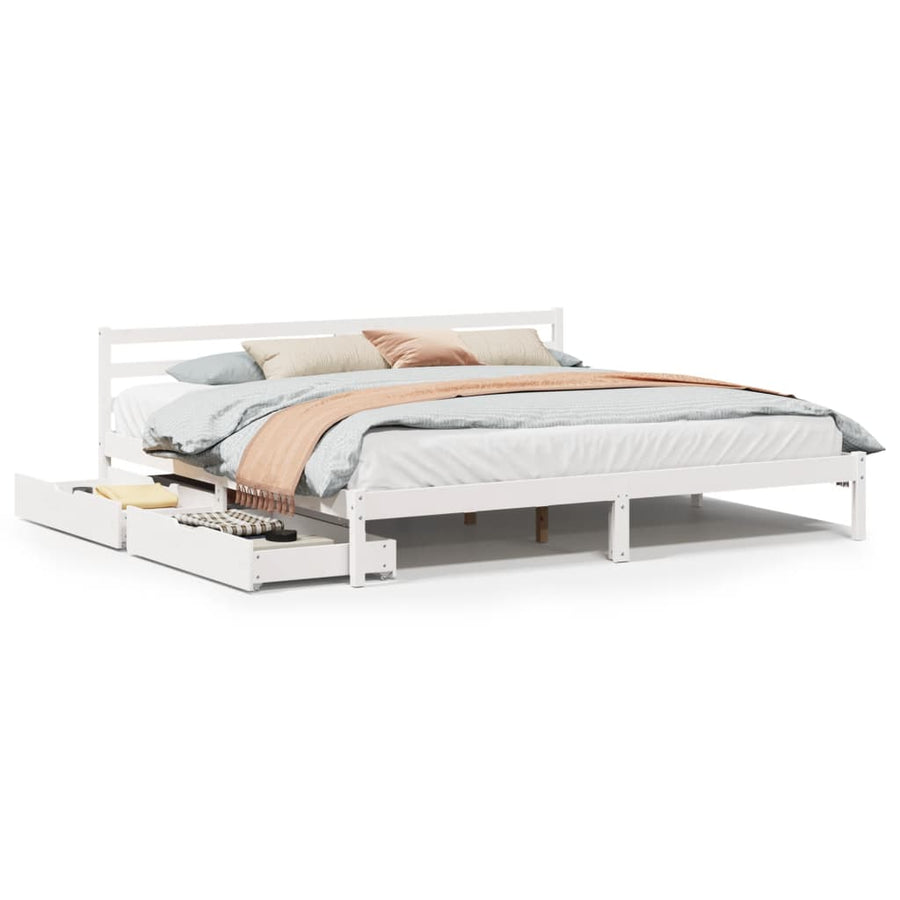 Bedframe zonder matras massief grenenhout wit 200x200 cm