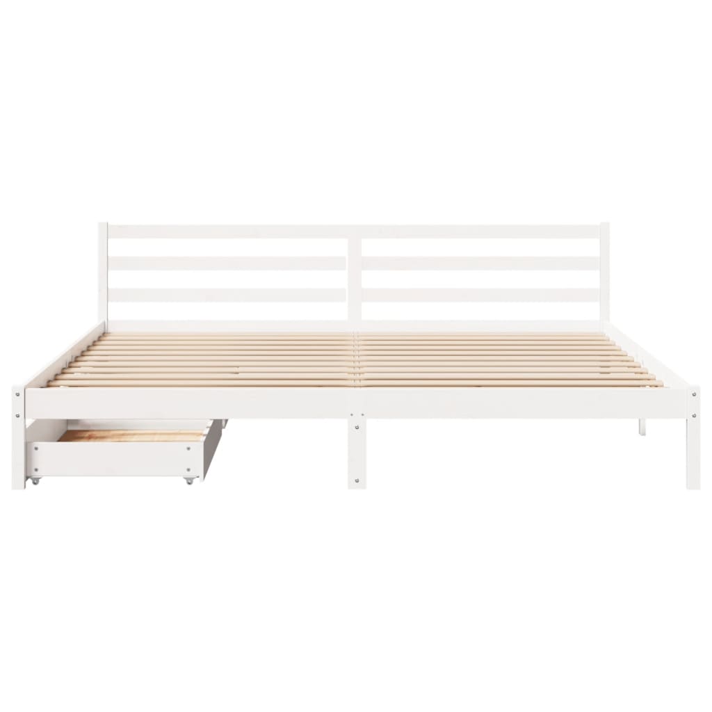 Bedframe zonder matras massief grenenhout wit 200x200 cm