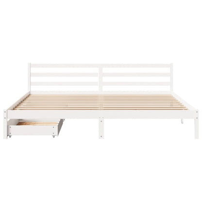Bedframe zonder matras massief grenenhout wit 200x200 cm
