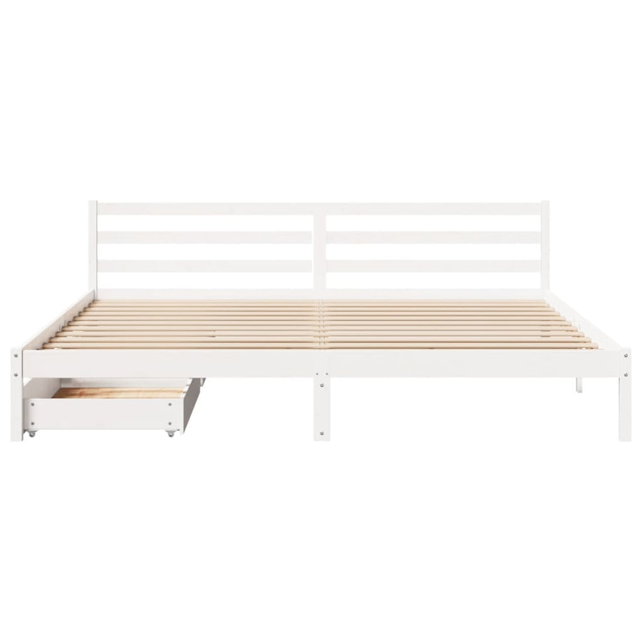 Bedframe zonder matras massief grenenhout wit 200x200 cm