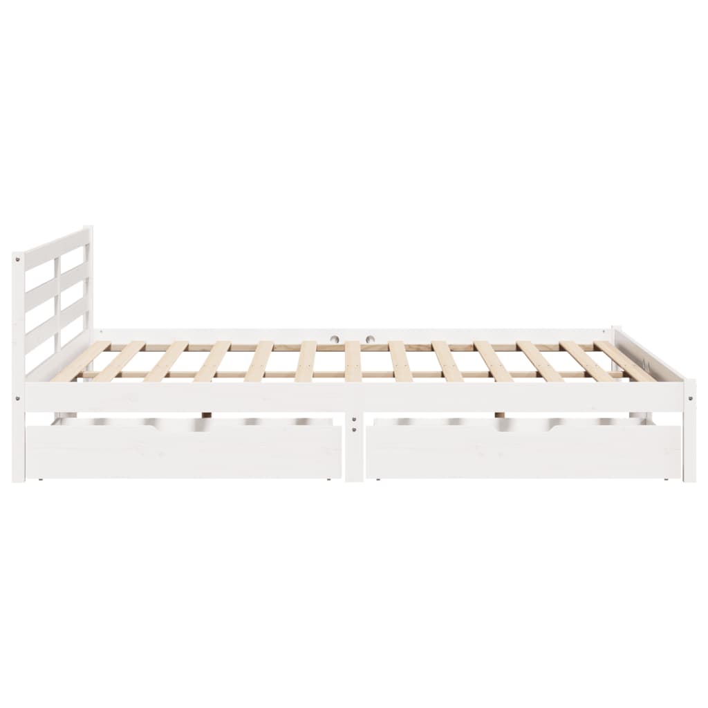 Bedframe zonder matras massief grenenhout wit 200x200 cm