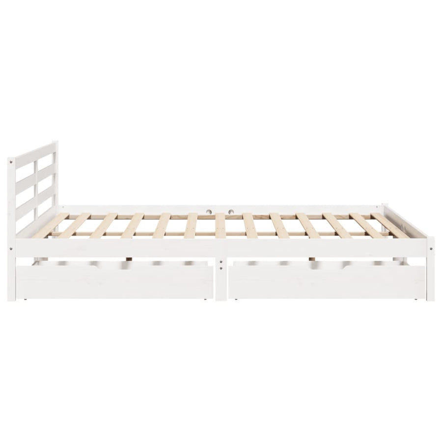 Bedframe zonder matras massief grenenhout wit 200x200 cm