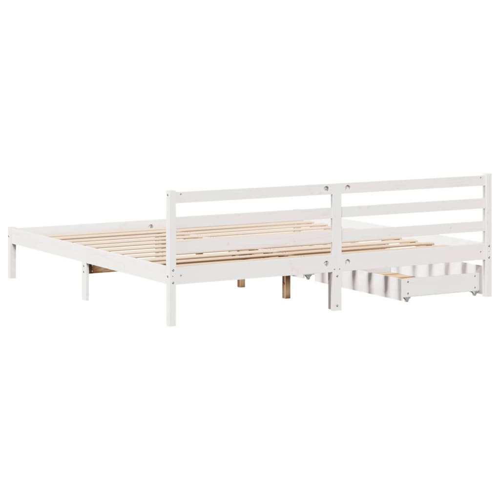 Bedframe zonder matras massief grenenhout wit 200x200 cm