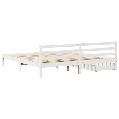 Bedframe zonder matras massief grenenhout wit 200x200 cm