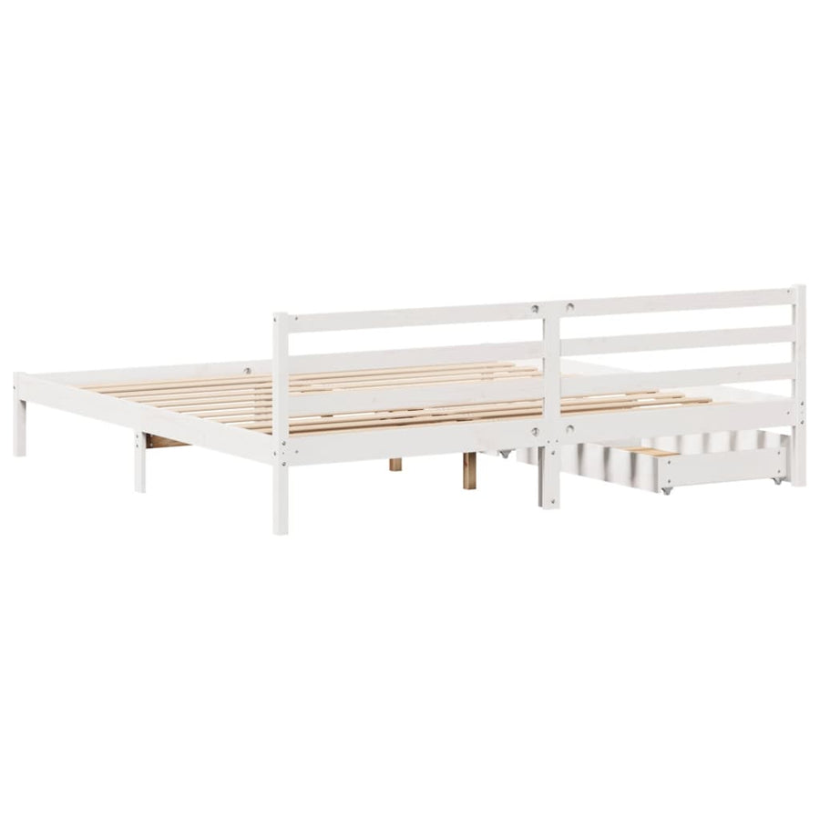 Bedframe zonder matras massief grenenhout wit 200x200 cm