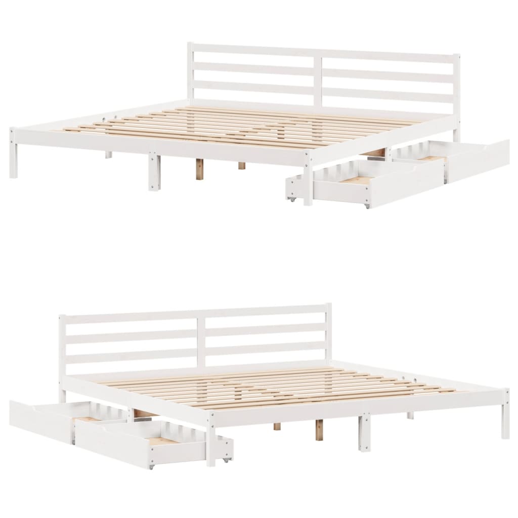 Bedframe zonder matras massief grenenhout wit 200x200 cm