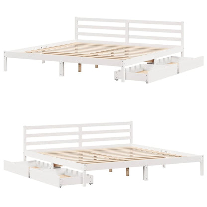 Bedframe zonder matras massief grenenhout wit 200x200 cm