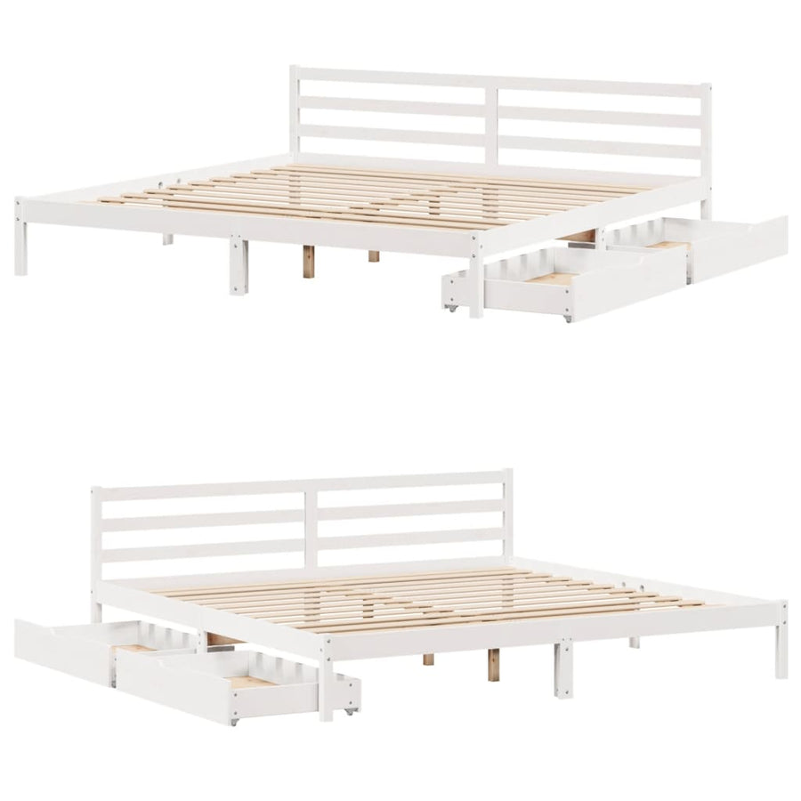 Bedframe zonder matras massief grenenhout wit 200x200 cm
