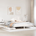 Bedframe massief grenenhout wit 200x200 cm