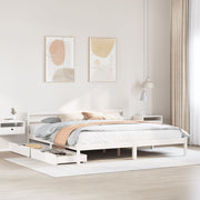 Bedframe massief grenenhout wit 200x200 cm