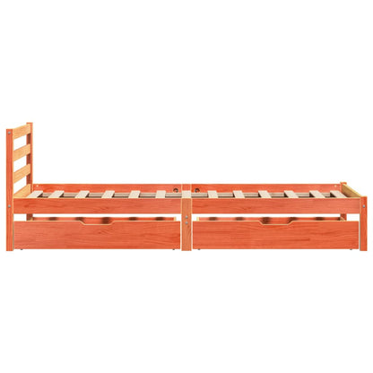 Bedframe zonder matras massief grenenhout wasbruin 75x190 cm