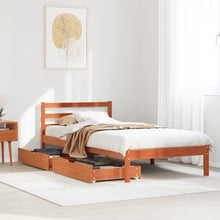 Bedframe zonder matras massief grenenhout wasbruin 90x190 cm