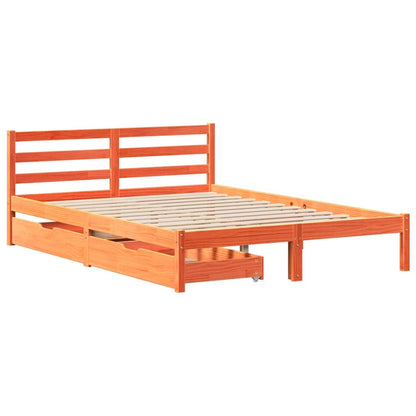 Bed met matras massief grenenhout wasbruin 140x190 cm