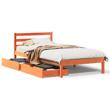 Bedframe zonder matras massief grenenhout wasbruin 90x200 cm