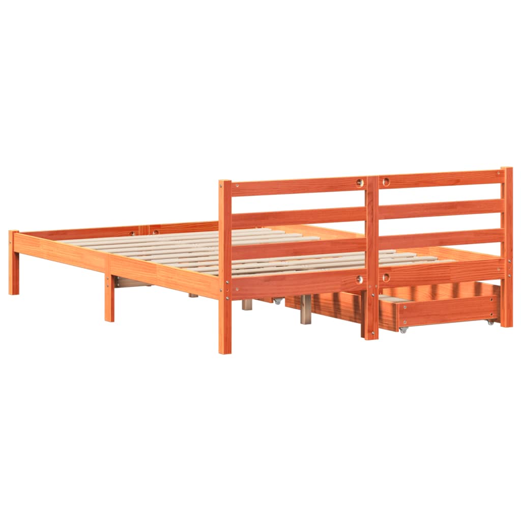 Bedframe zonder matras massief grenenhout wasbruin 120x200 cm
