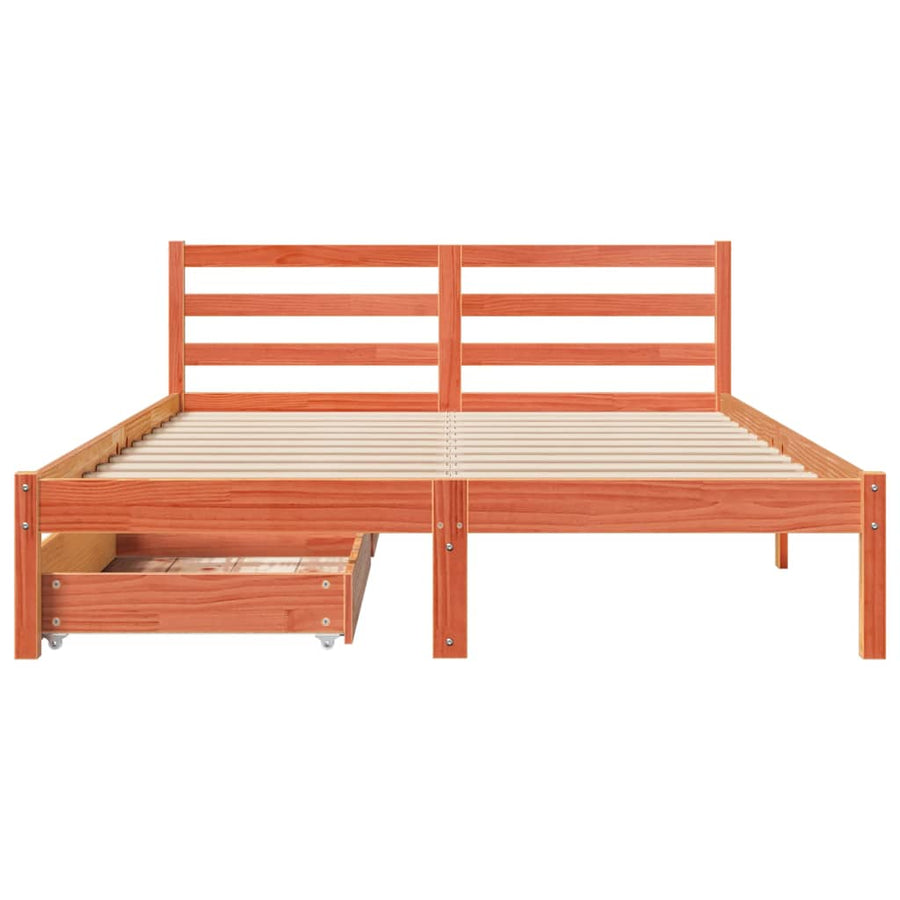 Bedframe zonder matras massief grenenhout wasbruin 150x200 cm