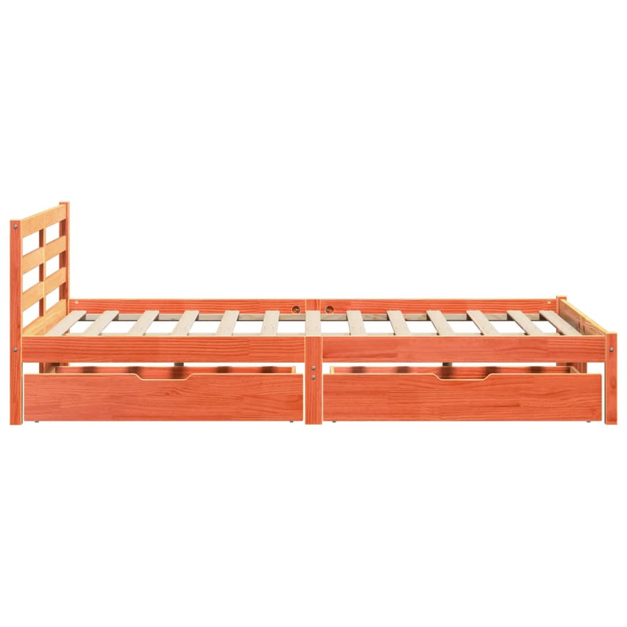 Bedframe zonder matras massief grenenhout wasbruin 150x200 cm