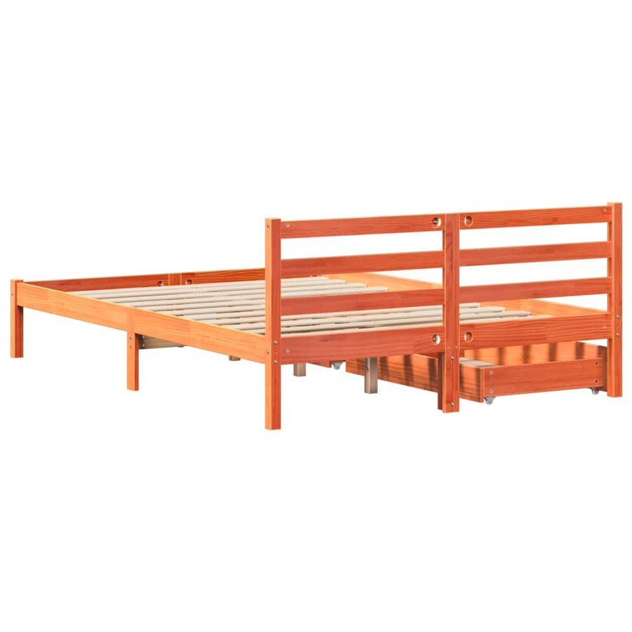 Bedframe zonder matras massief grenenhout wasbruin 150x200 cm