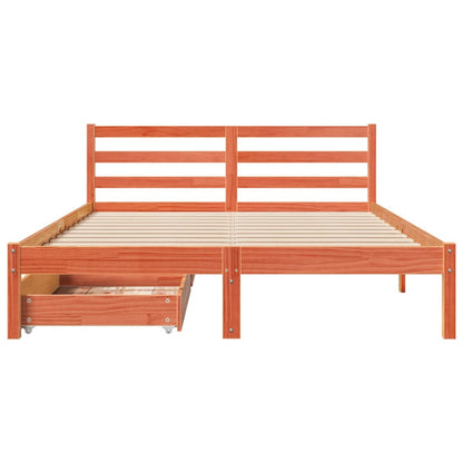 Bedframe zonder matras massief grenenhout wasbruin 160x200 cm