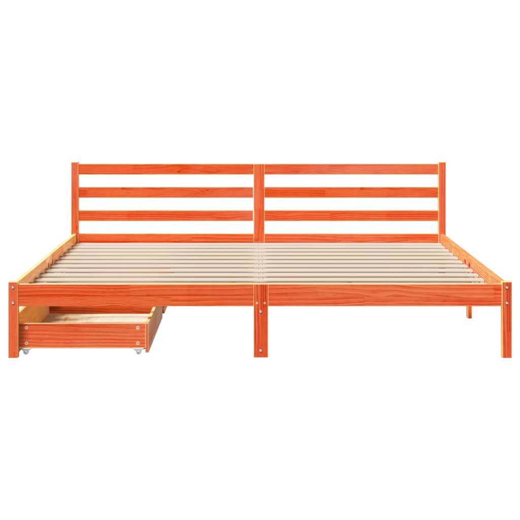 Bedframe zonder matras massief grenenhout wasbruin 180x200 cm