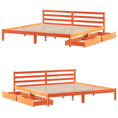 Bedframe zonder matras massief grenenhout wasbruin 180x200 cm