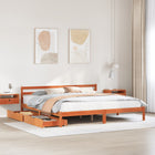 Bedframe massief grenenhout wasbruin 180x200 cm met lades