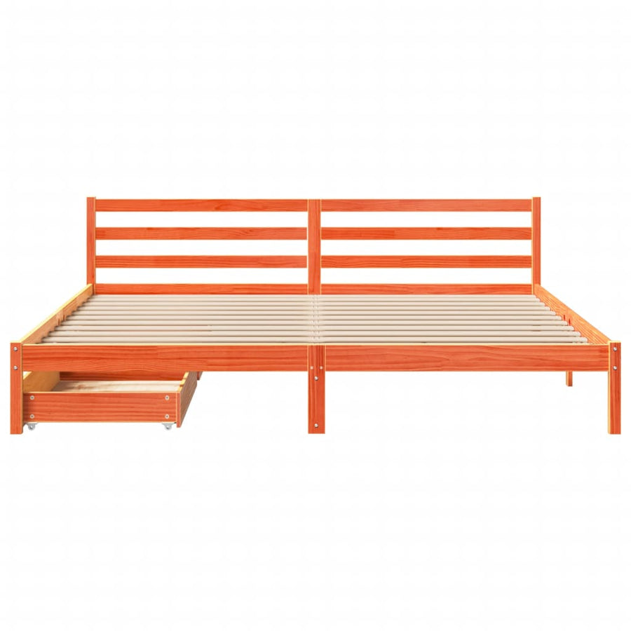 Bedframe zonder matras massief grenenhout wasbruin 200x200 cm