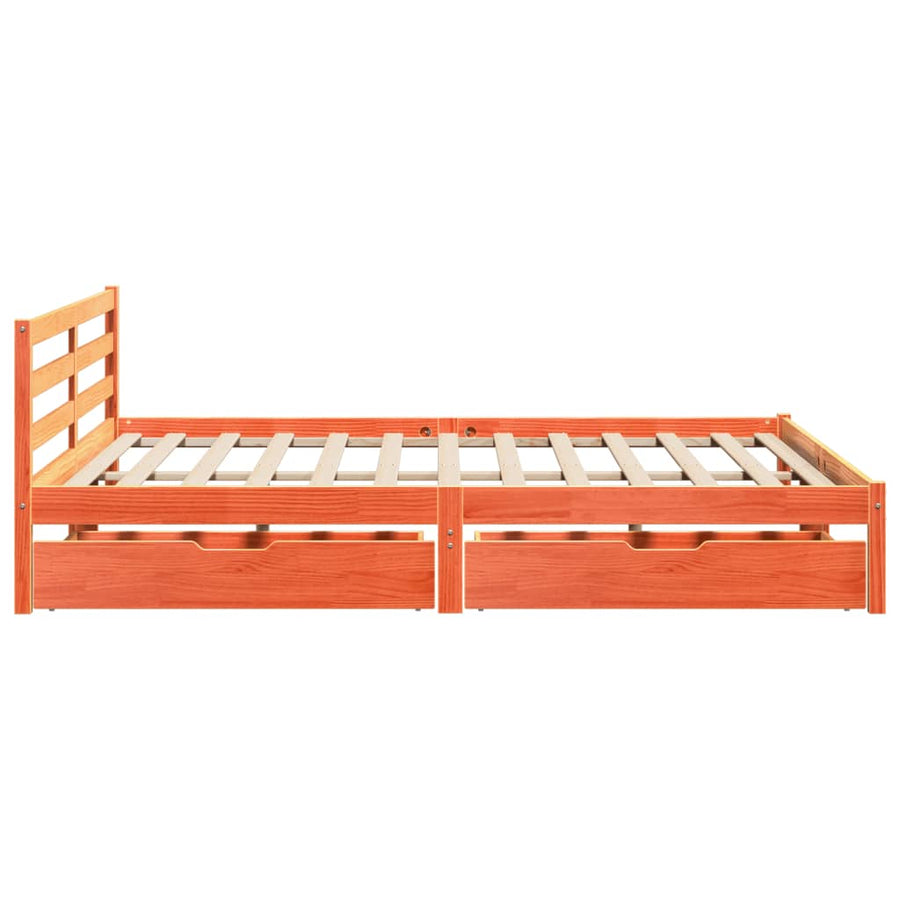 Bedframe zonder matras massief grenenhout wasbruin 200x200 cm