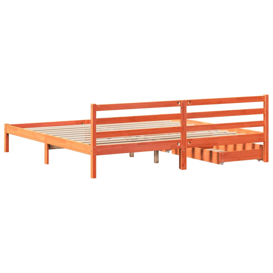 Bedframe zonder matras massief grenenhout wasbruin 200x200 cm