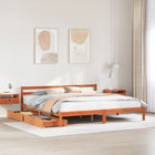 Bed frame without mattress solid pine wax brown 200x200 cm